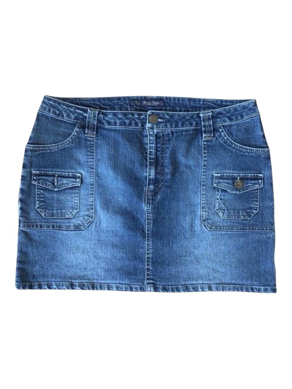 Razzle Dazzle Blue Denim Utility Mini Skirt Size 11 Juniors Y2K Pockets Casual